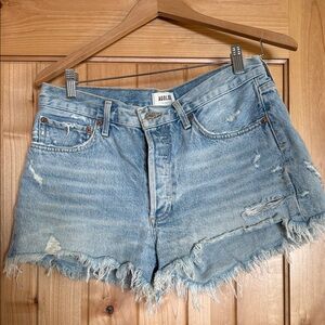 Agolde Women's Frayed Hem Jean Shorts - Light Blue (28)